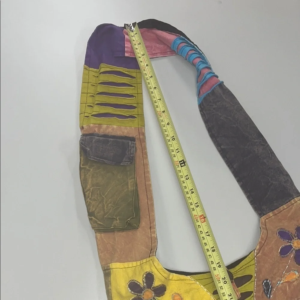 Colorful Patchwork Hobo Bag with cell phone pocket, preowned